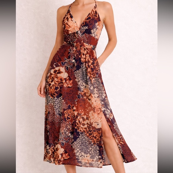 Angie Dresses & Skirts - Angie Boho Patchwork Print Spaghetti Strap Midi Dress - Size M